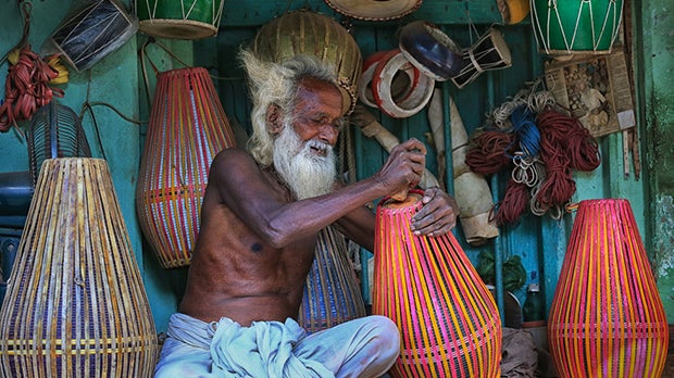Drum maker in Bangladesh