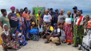 A VSLA group in Saama village, Bonthe Sherbro River Estuary posed for photo together with the West Africa Blue team after receiving training