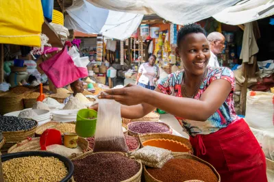 A woman vendor at her market stall