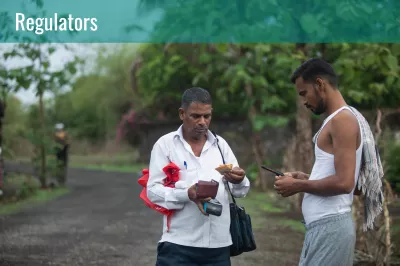 Transaction between a cash-in / cash-out rural agent and a local worker 