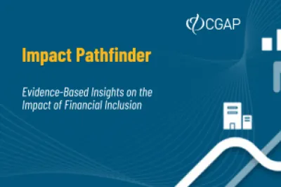 Impact Pathfinder visual featuring arrows that represent different pathways, illustrating the connections between financial inclusion and development outcomes