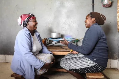 Women use a biodigester